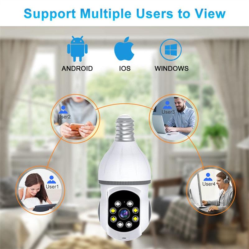 360-Degree Smart Home Surveillance with E27 3MP Bulb IP Camera | Full Color WiFi Indoor Mini Camera for Baby Monitoring